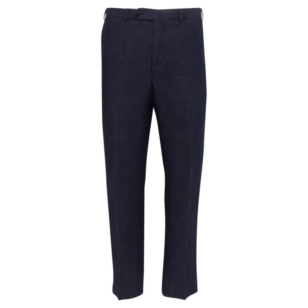 Ermenegildo Zegna Cropped Trousers in Navy Blue Linen